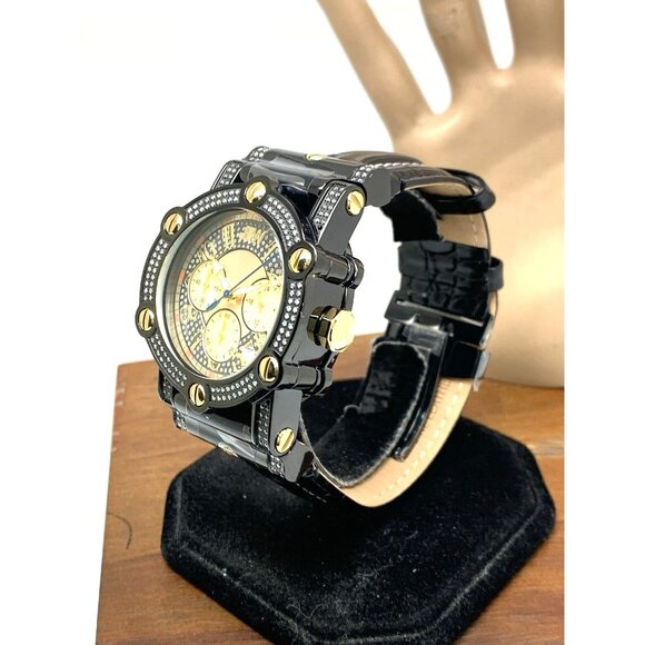 JBW Men's Watch JB-6215-10B 10 YR Anniversary Phantom 1.96ctw Diamond Quartz - Picture 2 of 14